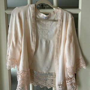 Elegant Cream Lace Kimono